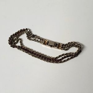 Sweet vintage chain silver tone bracelet with purple rhinestones